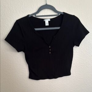 Black V neck crop top